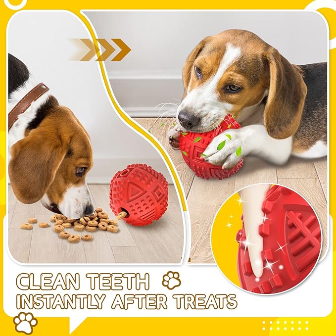 LEGEND SANDY Dog Balls Treat Dispensing, Dog Toys for Aggressive Chewers Large Breed, Nearly Indestructible Squeaky Dog Chew Toys for Large Pet, Natural Rubber Doggie Puzzle Toys, ToughTreat Ball-Mewly Pet