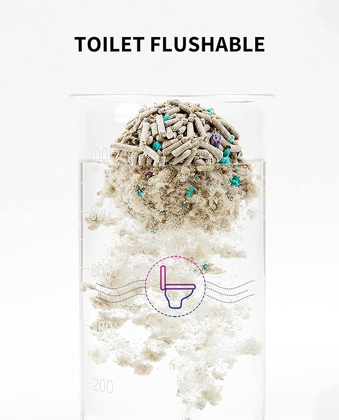 PETKIT Mixed Cat Litter Fast Clumping,Flushable,Ultra Absorbent, 100% Natural Ingredients Litter,Water Dissolvable,Really Dust-Free,Low Tracking Bentonite Tofu Litter ( 7.9 lb×4 Bags)-Mewly Pet