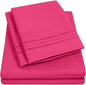 Sweet Home Collection Split King Size Size Sheet Set with Built-in Sheet Straps - Deep Pocket Fitted Sheet, Flat Sheet & Pillowcases - Soft, Wrinkle-Free, Secure Fit - Fuschia