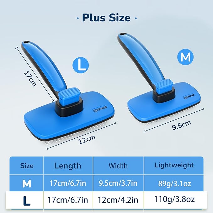 Pecute Self-Cleaning Slicker Brush for Dogs, Cats, Lightweight Dog Brush for Shedding Massaging Grooming, Cat Brush Gently Removes Loose Fur Undercoat for Dogs Cats Rabbits of All Hair Types-Mewly Pet