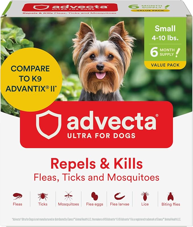 Ultra Flea and Tick Prevention for Dogs - Dog and Puppy Treatment and Control - Mosquito Repellent - Small, Fast Acting Waterproof Topical Drops, 6 Month Supply-Mewly Pet