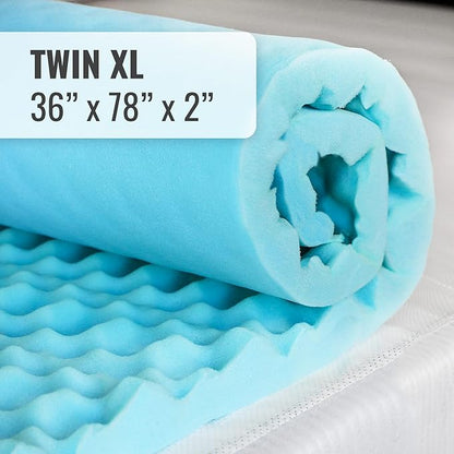 DMI Twin XL Mattress Topper Egg Crate Foam for Pressure Relief, Weight Distribution & Enhanced Airflow | Dorm Bed Mattress Topper 2 Inch - Improved Comfort & Alignment- Blue