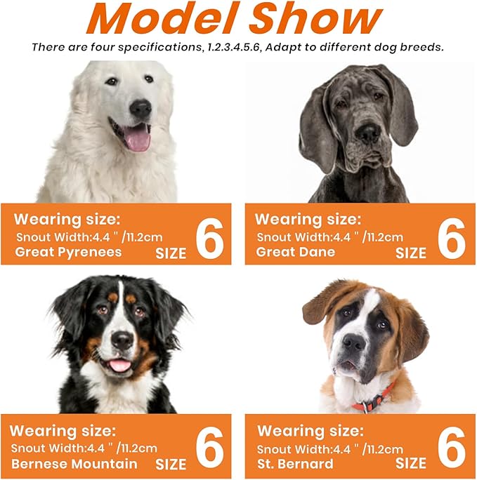 Dog Muzzle, Basket Muzzle Anti Biting Chewing, Sturdy Lightweight Muzzle Allows Panting Drinking, Cage Muzzle for Small Medium Large Dogs, Suitable for Grooming Trimming Training (Size 6)-Mewly Pet