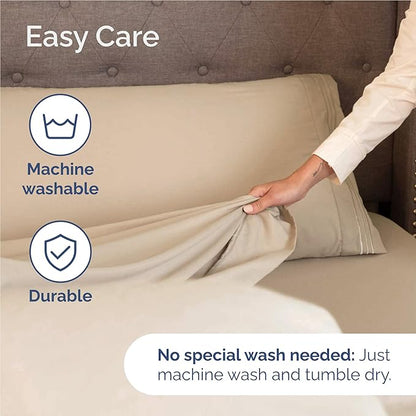 Twin XL Size 3 Piece Sheet Set - Comfy Breathable & Cooling Bed Sheets Set - Hotel Luxury Bedding for Women, Men, Kids, Teens, Boys & Girls - Deep Pockets, Ultra-Soft, Wrinkle Free - Oeko-Tex - Cream