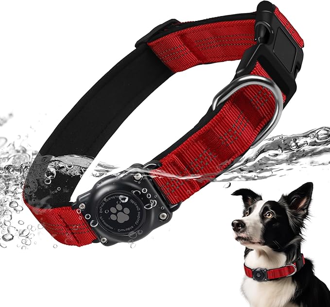 Reflective Air Tag Dog Collar - 100% Waterproof Dog Collar AirTag Holder | Extra-Durable, Soft Padded AirTag Dog Collars for Small Medium Large Dogs-Mewly Pet