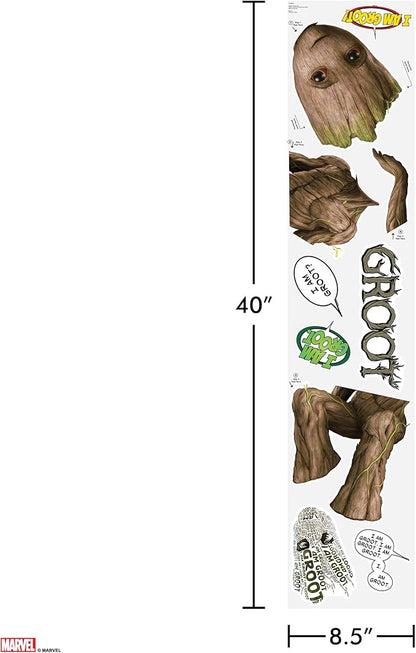 Wall Palz Marvel Guardians of The Galaxy Baby Groot Wall Decal - Peel and Stick Wall Stickers with 3D Augmented Reality Interaction - 21" Groot Stickers - Marvel Room Decor