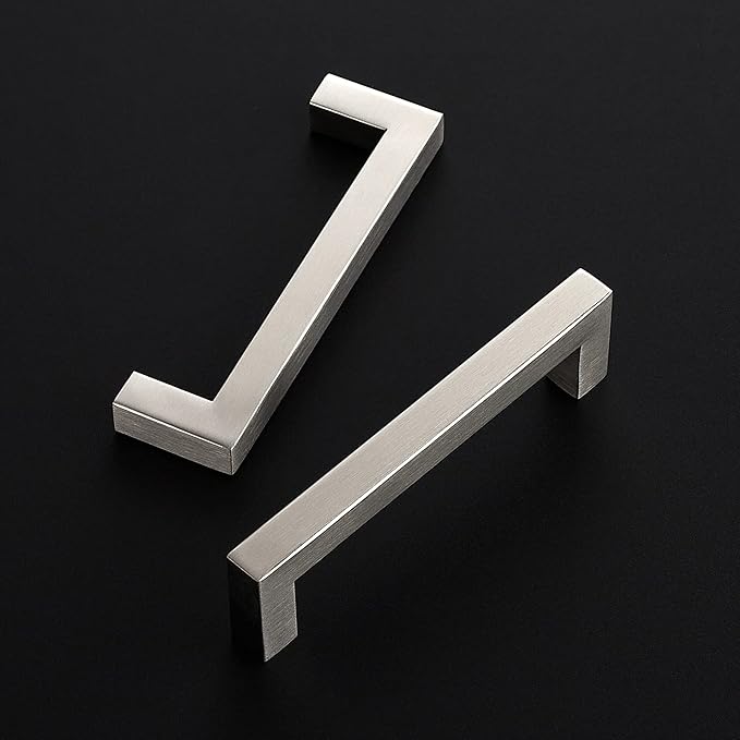 Ravinte 32 Pack 4-1/2 Inch Kitchen Square Cabinet Handles Satin Nickel Pulls Brushed Nickel Kitchen Cabinet Hardware Handles for Cupboard Drawer Pulls