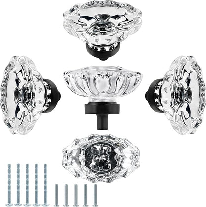 5pcs Glass Cabinet Knobs, Oval Crystal Drawer Knobs, Vintage Crystal Drawer Pulls for Modern Dresser Cabinets and Cupboards