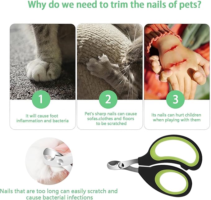 Cats & Dogs Pets Nail Clippers & Trimmers Rabbit Nail Clippers cat Nail Clippers for Indoor Cats cat Claw Clippers with Safety Guard Professional Grooming Tool for Cat Kitten(Green)-Mewly Pet
