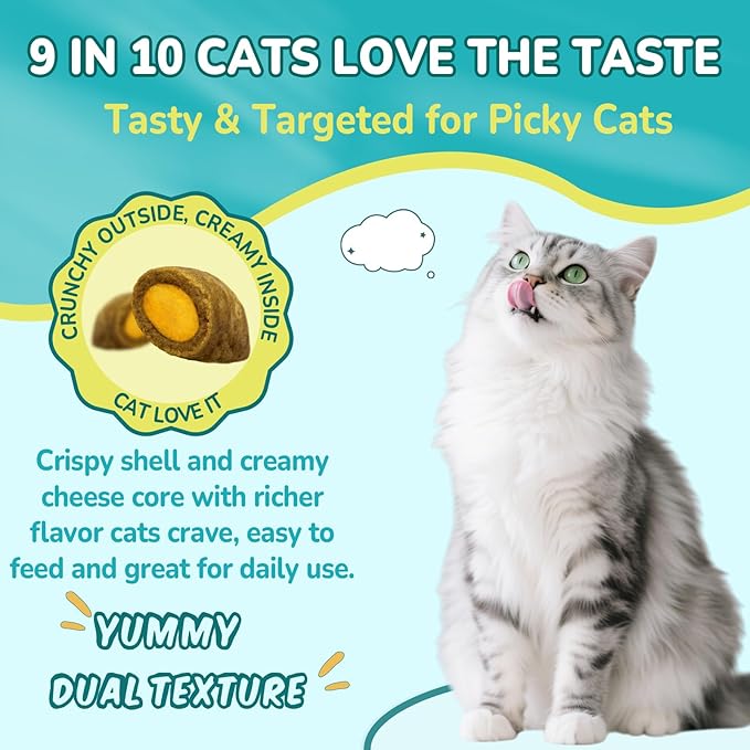 4-IN-1 Flea and Tick Prevention for Cats, 500 Crunchy & Creamy Chews, Cat Flea Treatment, Natural Oral Flea Treatment for Cats, Daily Support for Flea, Immune, Skin & Coat, Gut, Chicken Flavor-Mewly Pet