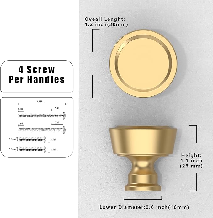 10 Pack Champagne Bronze Cabinet Knobs Single Hole Cabinet Pulls Round Kitchen Cabinet Knobs