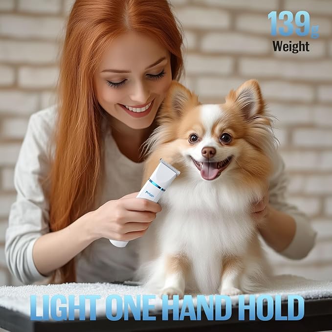 3-in-1 Dog & Cat Grooming Kit - Rechargeable Cordless Pet Hair Clippers with Nail Grinder & Paw Trimmer & 5 Guide Combs, Low Noise Dog Clippers for Grooming Small Medium Pets-Mewly Pet