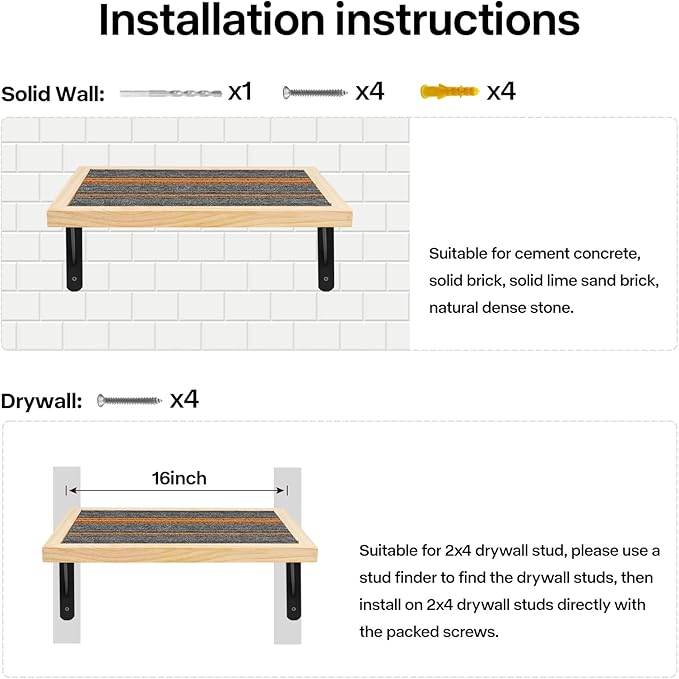 Handcrafted Wood Cat Perch & Shelves - Floating Shelf with Cat Hammock Seat, Lounge Bed, Climbing Steps for Relaxing, Playing and Scratching-Mewly Pet