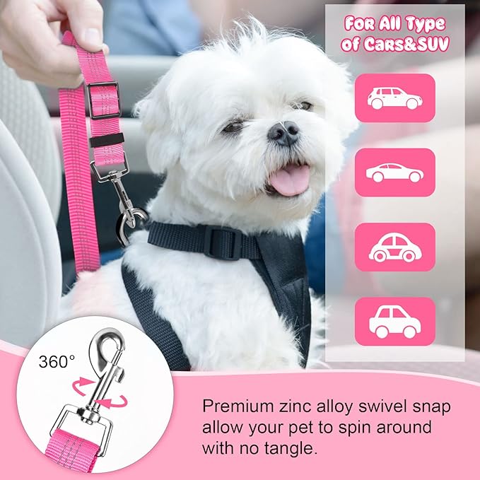 BWOGUE Pet Dog Cat Seat Belts, Car Headrest Restraint Adjustable Safety Leads Vehicle Seatbelt Harness (1 Pack)-Mewly Pet