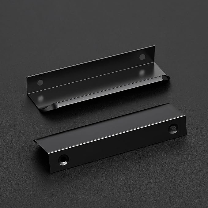 Ravinte Hardware 12 Pack Black Cabinet Handles, 4.75 Inch (120mm) Finger Edge Pulls, 3.75 Inch Hole Center, Finger Pulls for Cabinets