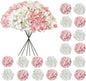 20 Pcs White and Pink Hydrangea Artificial Flowers Bulk, Faux Hydrangea Flowers Heads, Artificial Fake Silk Hydrangea Flowers with Stems, White Flowers Artificial for Decoration Wedding Décor