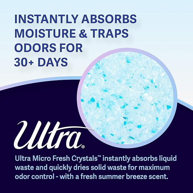 Ultra Fresh Scented Micro Crystals Premium Cat Litter - 99.9% Dust Free, Soft on Paws - 5 Lbs.-Mewly Pet