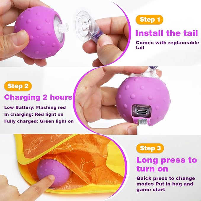 Interactive Cat Toys Mouse Ball, Motion Activated Cat Ball Super Fast in Mice Holes Cat Tent Tunnel-Mewly Pet