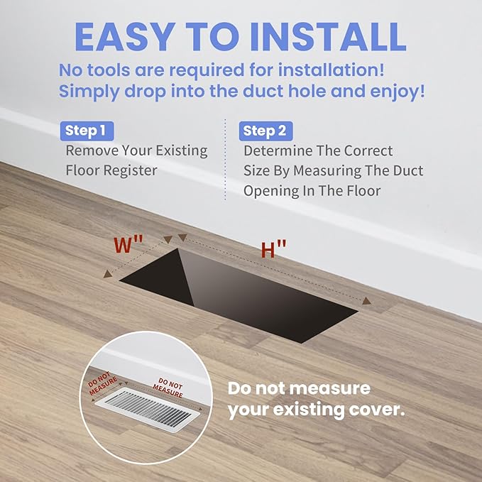 2x12 Inches 2 Pack Heavy Duty Walkable Floor Register - Easy Adjust Air Supply Lever Decorative Floor Vent Covers - Boston Design Vent Covers for Home - Matte Black
