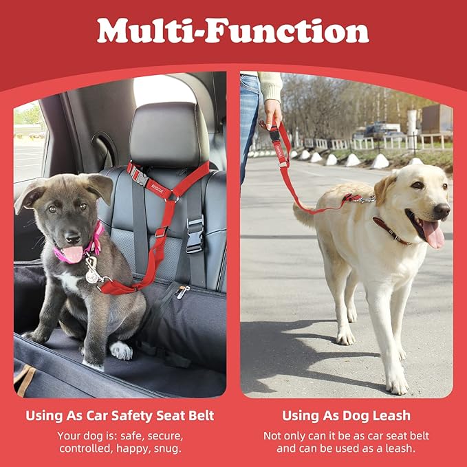 BWOGUE Pet Dog Cat Seat Belts, Car Headrest Restraint Adjustable Safety Leads Vehicle Seatbelt Harness (1 Pack)-Mewly Pet