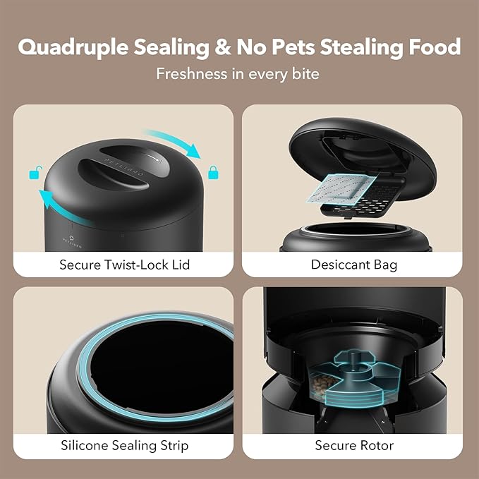 PETLIBRO Automatic Cat Feeder, Automatic Cat Food Dispenser with Freshness Preservation, Timed Cat Feeders with Low Food Sensor for Dry Food, Up to 6 Meals Per Day, Granary Pet Feeder for Cats/Dogs-Mewly Pet