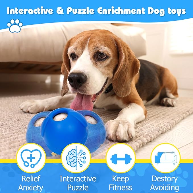 Yipetor Interactive Treat Dispensing Dog Toy, Large 3IN1 Dog Enrichment Toy, Tough Rubber Chew Ball Dog Treat Frozen Puzzle Toys for Large Medium Breeds - Keep Them Busy/Anxiety Relief/Feeding Slow-Mewly Pet