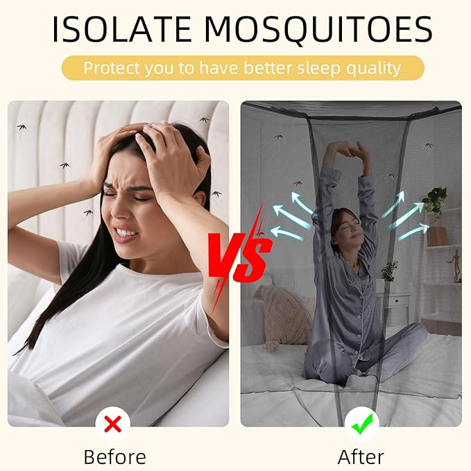 4 Corners Mosquito Net for Mosquiteros para Camas Bed Canopies Netting Bed Drapes Rectangular Mosquito Mesh for Camping Home Outdoor Travel(Black,L79 X W47 X H59 Inch,Opening)-Mewly Pet