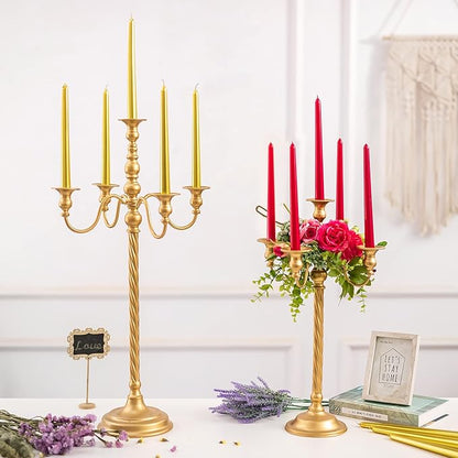 Sziqiqi 28In Floor Candelabra Tall Taper Candlestick for Candle and Floral Metal Candle Holders Table Centerpiece for Wedding Party Event Room