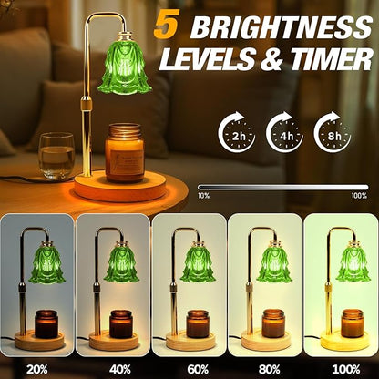 Candle Warmer Lamp with Timer and Dimmer, Electric Wax Warmers for Scented Candles with 5 Brightness Settings, Anti-Glare Lamp with Adjustable Height, Home Decor, Gift for Christmas, Birthday