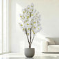 Artificial White Cherry Blossom Tree 6ft(74in) Faux White Flower Tree Indoor Decor Handmade Natural Fake Cherry Tree for Wedding Realistic Cherry Blossom Plant for Home,Living Room,Office Decor