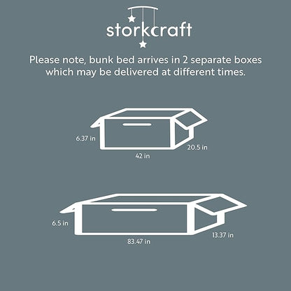 Storkcraft Caribou Bunk Bed Twin Over Twin Bunk Bed (White) - GREENGUARD Gold Certified, Twin Bunk Beds for Kids, Converts to 2 Individual Twin Beds, Bunk Beds for Kids