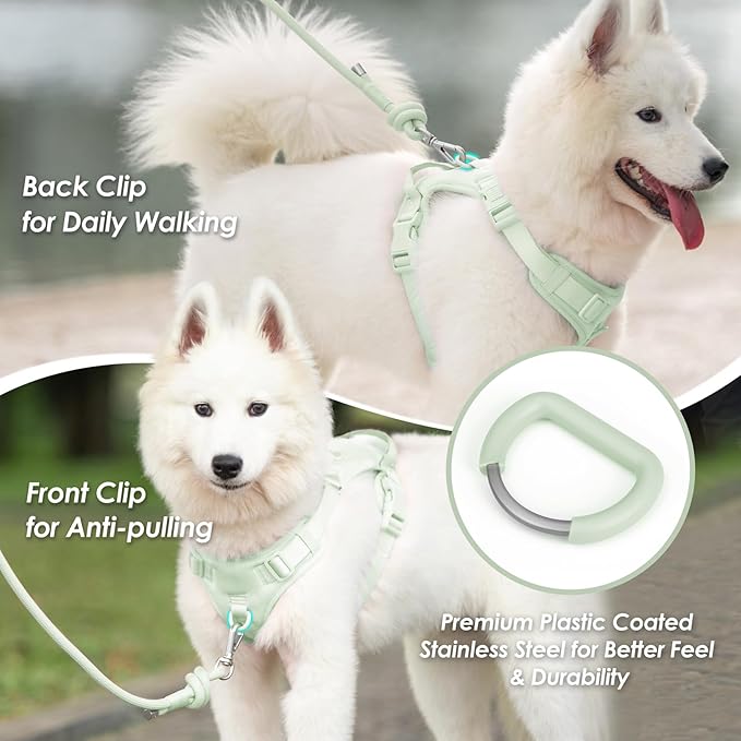 No Pull Dog Harness, Puppy Vest with Front Clip for Small Medium Large Sized Dog(Light Green,XL)-Mewly Pet