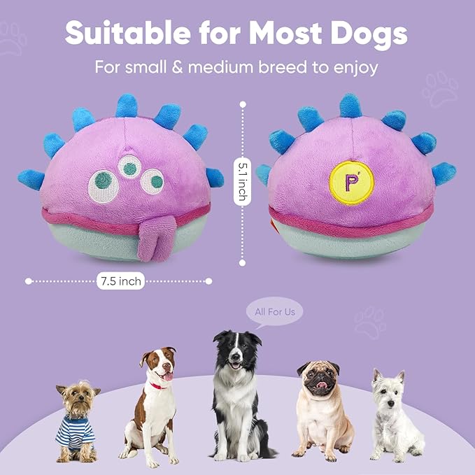 Petbobi Interactive Dog Toys for Boredom - Moving Dog Toy for Stimulating Play, Pet Plush Squeaky Ball for Small Medium Breeds with 4 Batteries, Jolly Jelly Bobby-Mewly Pet