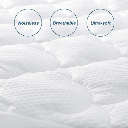 California King Air Mattress Cover, Thick Quilted Mattress Topper, Soft Breathable and Noiseless Down Alternative Fiber Pillow Top Mattress Pad with Deep Pocket Fits Up to 23 Inch Mattress(72"X82")