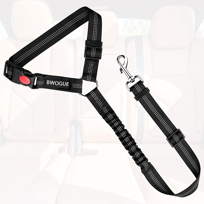 BWOGUE Pet Dog Cat Seat Belts, Car Headrest Restraint Adjustable Safety Leads Vehicle Seatbelt Harness (1 Pack)-Mewly Pet