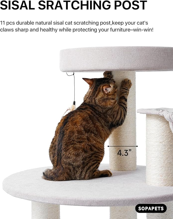 Extra Large Cat Tree for Maine Coon,65 Inches Tall Cat Tree Tower for Indoor Cats Large Adult 20 lbs,XXL Heavy Duty Luxury Sturdy Cat House with Big Hammock,Sisal Scratching Post,Condo-Mewly Pet