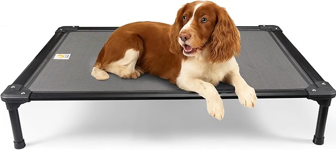 Sytopia 42'' Outdoor Elevated Dog Bed for Large Dogs, Chew-Proof Pet Camping Raised Cot with Breathable Mesh - Durable Frame, Cooling Hammock Bed, Non-Slip Feet, Waterproof, Easy Clean-Mewly Pet