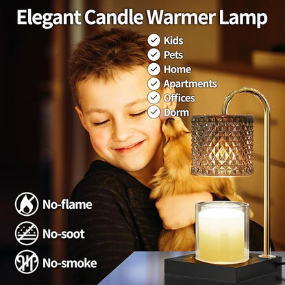 Candle Warmer Lamp with Timer Dimmer, Birthday Gifts for Women Mom, House Warming Gifts, Elegant New Home Decor, Wax Warmer for Jar Candles, Heater Lamp for Scented Wax, Black Glass