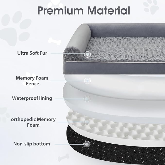 BFPETHOME Dog Beds for Large Dogs, Orthopedic Dog Bed for Medium Large Dogs,Big Waterproof Couch Pet Bed with Removable Washable Cover-Mewly Pet