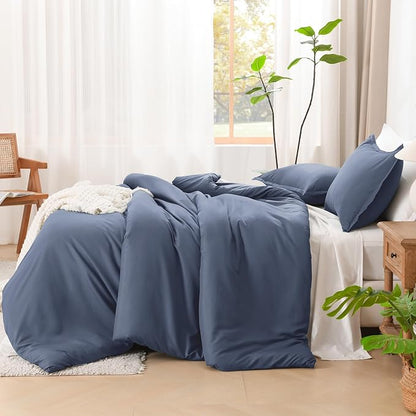 Litanika Comforters Bluish Grey Twin/Twin XL Size, 2 Pieces Lightweight Solid Bedding Set & Collections, All Season Fluffy Bed Set (66x90In Comforter & 1 Pillowcase)
