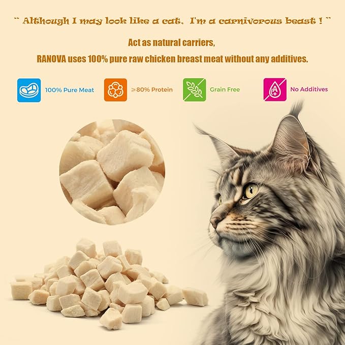 Freeze Dried Cat Treats - 100% Chicken Breast Grain Free Raw - Natural Balance Limited Ingredient High Protein Cat Snacks 140g/4.94oz - Picky Eater Challenger-Mewly Pet