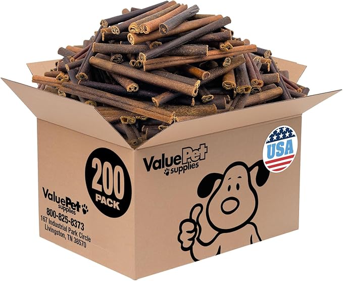 ValueBull USA Collagen Sticks for Dogs, 6 Inch Medium Chews, Natural Long-Lasting Dog Treats, 200 Count Bulk Pack - Promotes Joint, Skin & Coat Health with Glucosamine and Chondroitin-Mewly Pet
