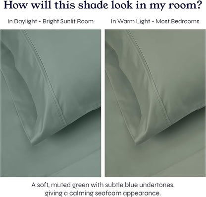 California Design Den Full Size Bed Sheets Set - Soft 400 Thread Count Sateen, Natural 100% Cotton Sheets with Deep Pockets, Breathable, Cooling and Durable Bedding Set - Sage Green