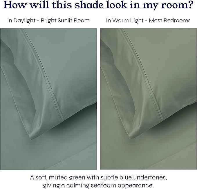 California Design Den Split King Sheets Sets for Adjustable Bed - Soft 400 Thread Count Sateen, Natural 100% Cotton Sheets with Deep Pockets, Breathable, Cooling and Durable Bedding Set - Sage Green