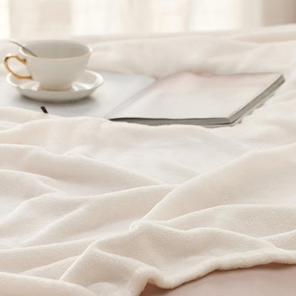 Bedsure GentleSoft Fleece Blankets Queen Size Cream - Bed Blanket Soft Lightweight Plush Fuzzy Cozy Luxury Microfiber, 90x90 inches