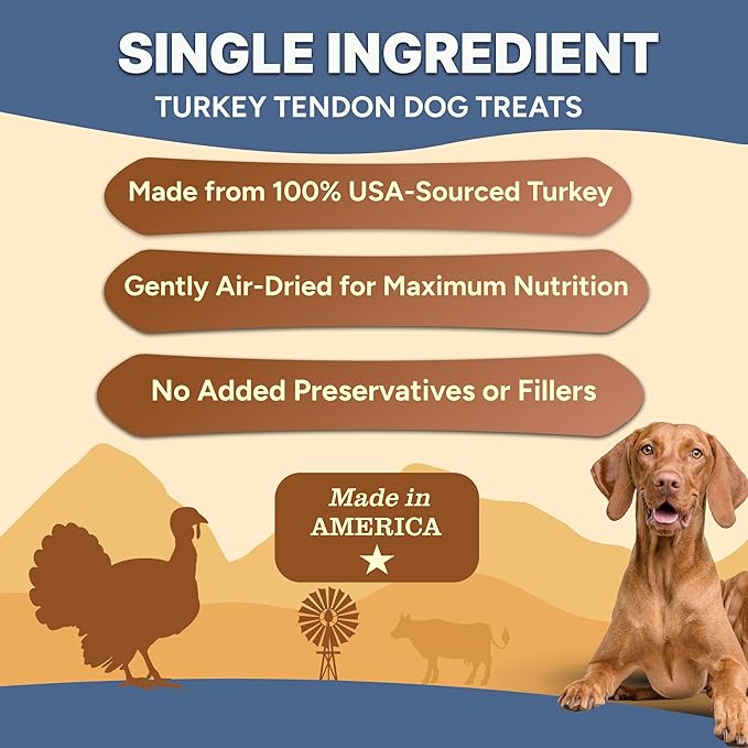 Gaines Family Farmstead Turkey Tendon Chips for Dogs – 5 oz, Natural Single-Ingredient Dog Treats, High-Protein Crunchy Chews, Rawhide Alternative, Grain-Free, Made in USA-Mewly Pet