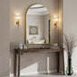 VooBang Arched Wall Mirror, 32 x 48 inch Arch Bathroom Mirror, Wall Mounted Vanity Mirror with Arch Metal Frame, Modern Bathroom Vanity Mirror for Bedroom, Living Room, Hanging or Leaning, Gold