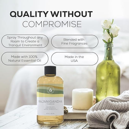 Aroma Country Rajanigandha (Tuberose) Luxury Diffuser Oil Refill & Fragrant Room Spray for Reed Diffusers, Electric Machines, and Oil Warmers (8.5 Fl. oz)