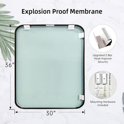 Rectangle Bathroom Mirror for Wall Decor, 30x36 Inch Brushed Bronze Metal Framed Rectangular Mirror for Bathroom Vanity, Living Room, Bedroom, Farmhouse, Hangs Vertically or Horizontally