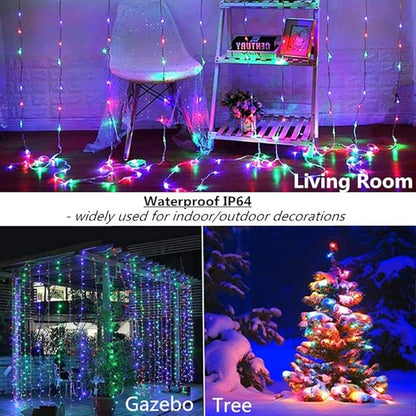 Curtain Lights, String Lights Bedroom, 300 LED 9.8x9.8Ft Twinkle String Light Decorations for Window Wedding Bedroom Wall Party Backdrop, Cute Home Indoor Outdoor Decor String Light Remote Control